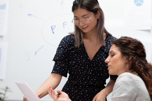 Two colleagues sharing ideas