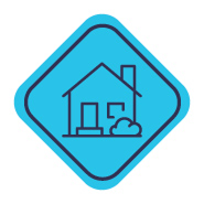 Badge with a home on it representing work/life balance