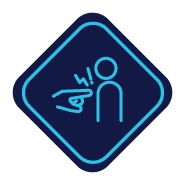 Badge with a finger pointing at a person on it representing toxic team dynamics and conflict.